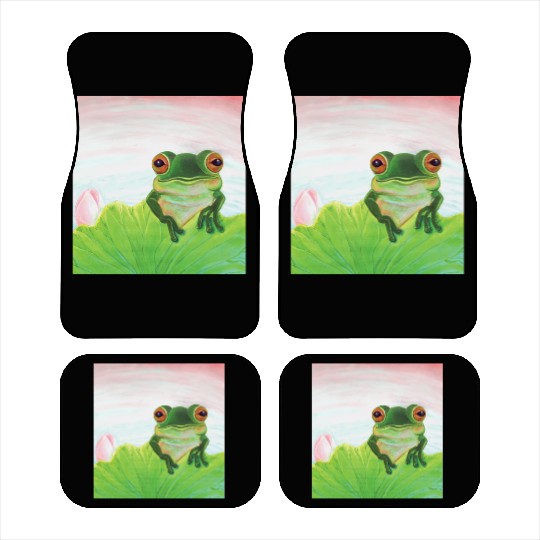 Green Frog Relaxing in the Pond Car Mats