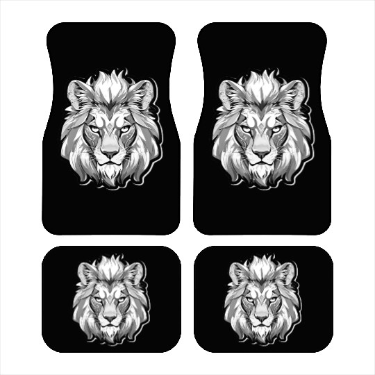 White Angry Lion Car Mats