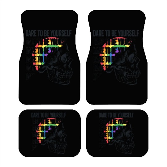Dare to be Yourself LGBTQ Proud Ally Skull Pride Car Mats