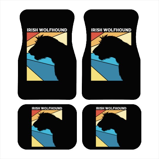 Retro 80s Irish Wolfhound Dog Silhouette Car Mats