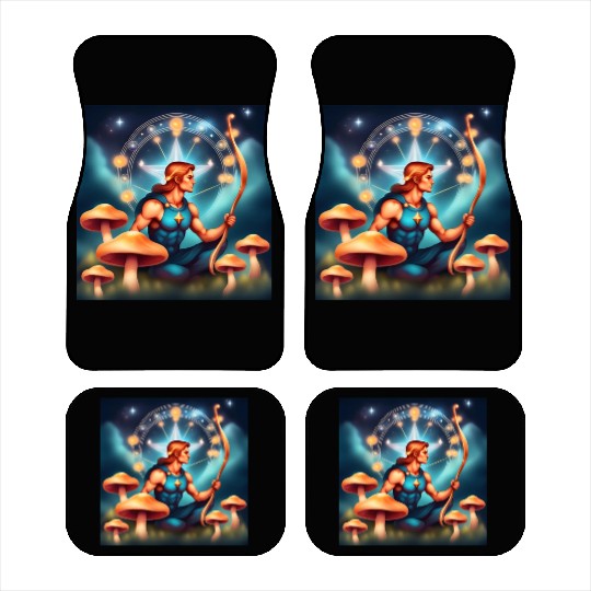 Sagittarius zodiac sign with mushrooms Car Mats