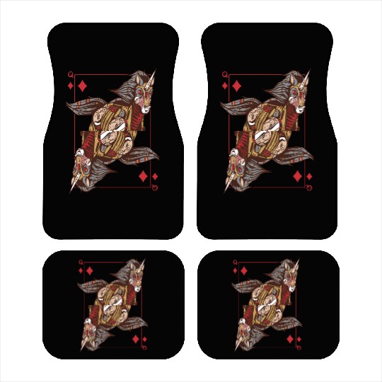 Unicorn steampunk card game Queen of Diamonds Poke Car Mats