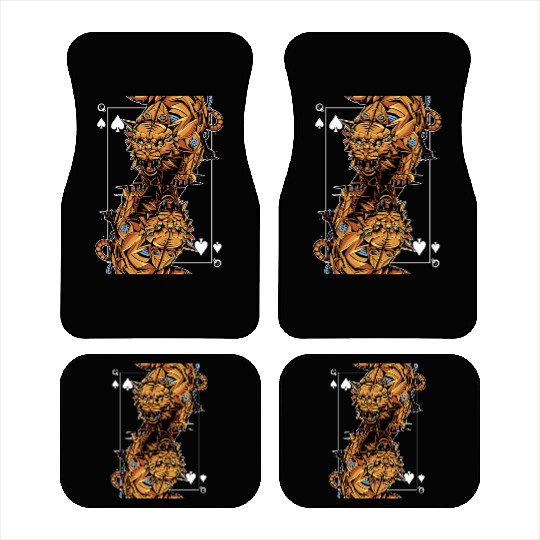 Tiger Steampunk Card Game Queen of Spades Poker Car Mats