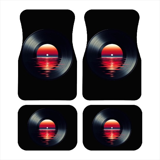 Vinyl LP Music Record, Retro Sunset Car Mats