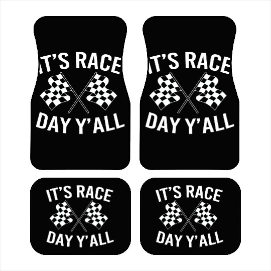 Drag Racing Racetrack Checkered Flag Race Day Car Mats