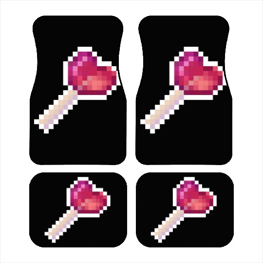 Pixel Art Sprite Cute Heart Lollipop Car Mats
