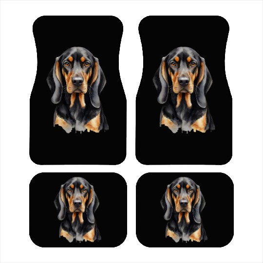 Elegant watercolor Black & Tan Coonhound Dog Car Mats