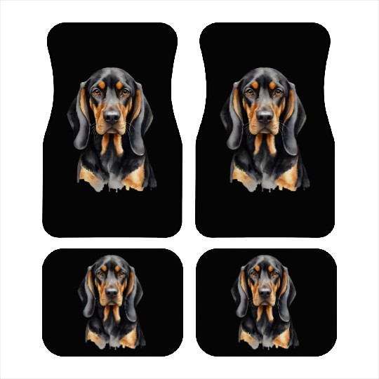 Elegant watercolor Black & Tan Coonhound Dog Car Mats
