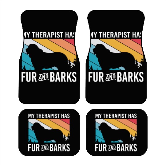 My Therapist Has Fur And Barks Retro Therapy Dog Car Mats