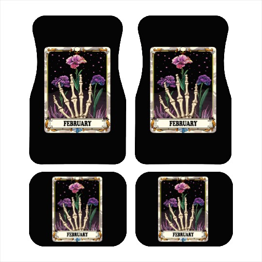 February Gothic Tarot Card - Violet Flower & Skele Car Mats