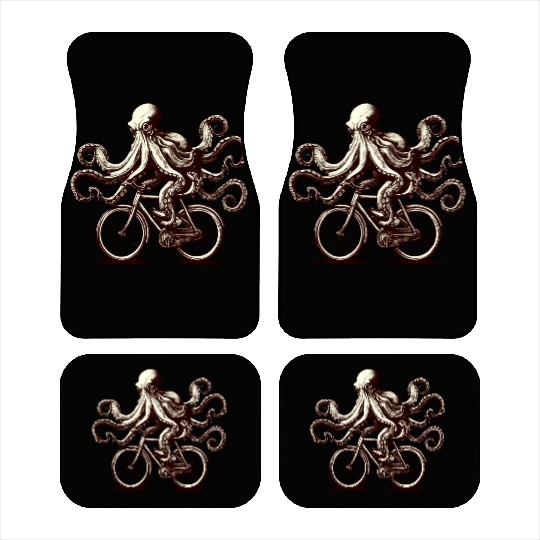 Octopus on Bicycle Cycling Lover Funny Design Car Mats