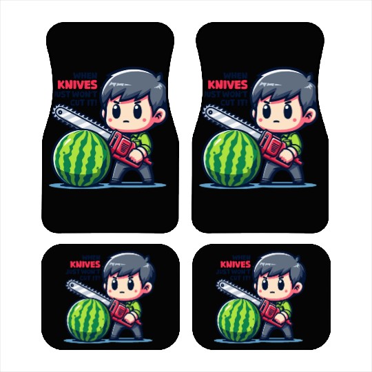 Cutting Watermelon - Melon Chainsaw Car Mats