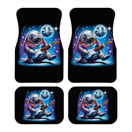 Disco Ball Guitar Manatee Car Mats