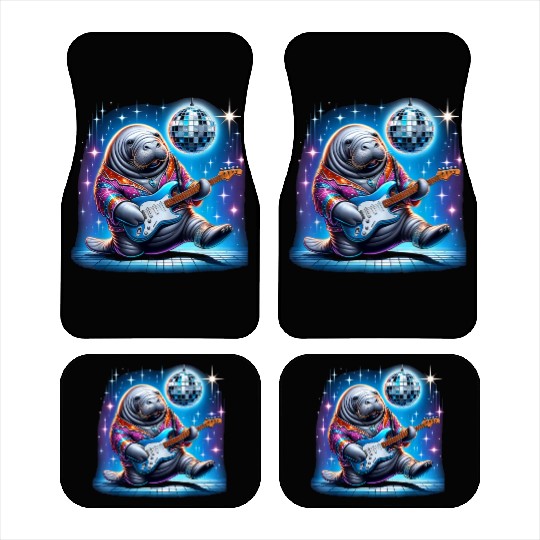 Disco Ball Guitar Manatee Car Mats