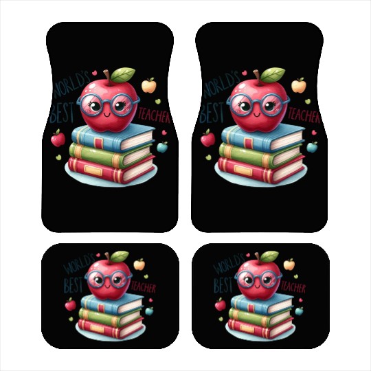 Worlds Best Teacher Apple And Books For Teacher Car Mats