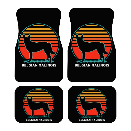 Retro 80s Dog Silhouette Belgian Malinois Car Mats