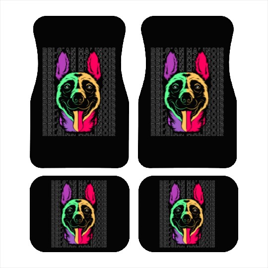 Colorful Dog Face Pet Puppy Belgian Malinois Car Mats