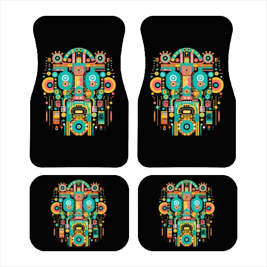 Maya God Mayan Mythology Itzamna Mask Art Car Mats