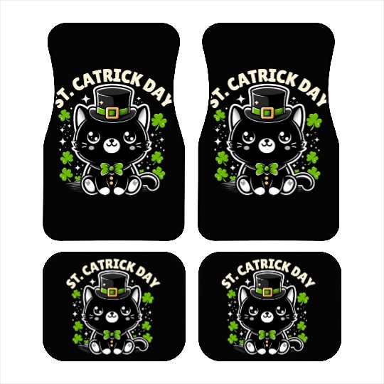 Funny St. Patrick's Day Cat Humorous Cat Graphic Car Mats