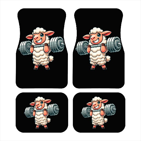 Cute sheep lamb weightlifter fitness workout Car Mats