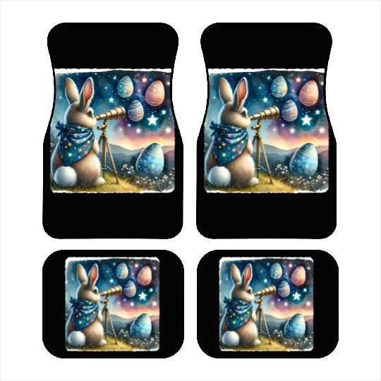 Rabbit Gazing Stars Festive Premium Car Mats