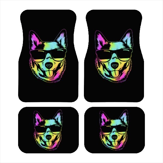 Retro Australian Cattle Dog With Sunglasses Car Mats