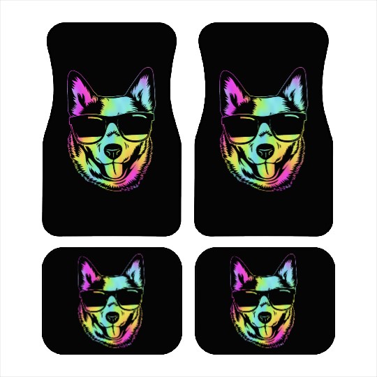 Retro Australian Cattle Dog With Sunglasses Car Mats