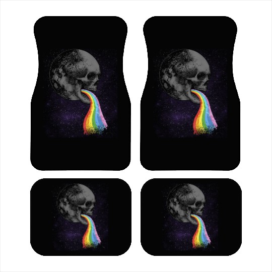 Skull Design with Rainbow. Concert Festival Car Mats
