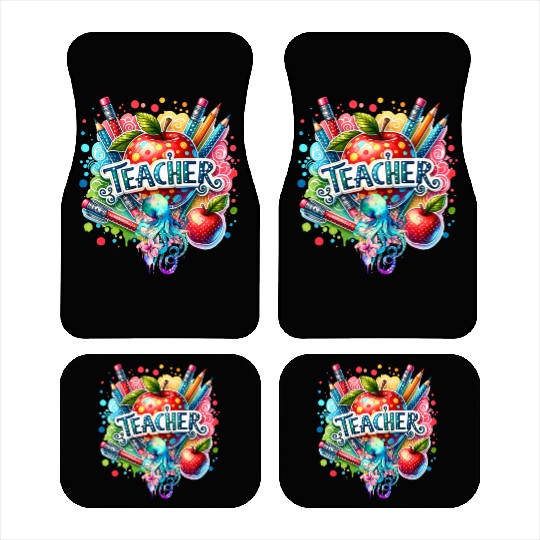 Colorful Back To School Teacher and Octopus Car Mats
