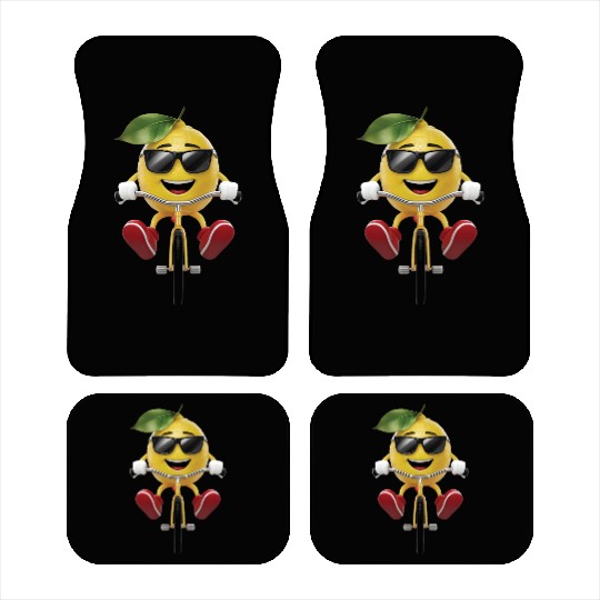 Lemon Cycling On Bike Realistic Car Mats