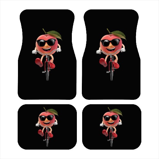 Peach Cycling On Bike Realistic Car Mats