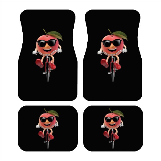Peach Cycling On Bike Realistic Car Mats