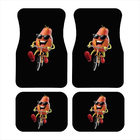 Papaya Cycling On Bike Realistic Car Mats