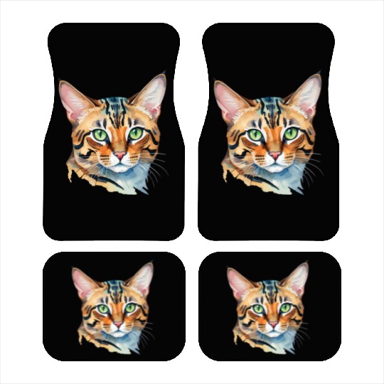 Leopard Cat Watercolor Car Mats