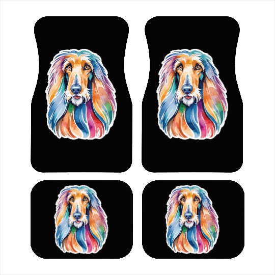 Afghan Hound Dog Watercolor Car Mats