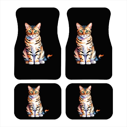 Leopard Cat Watercolor Car Mats
