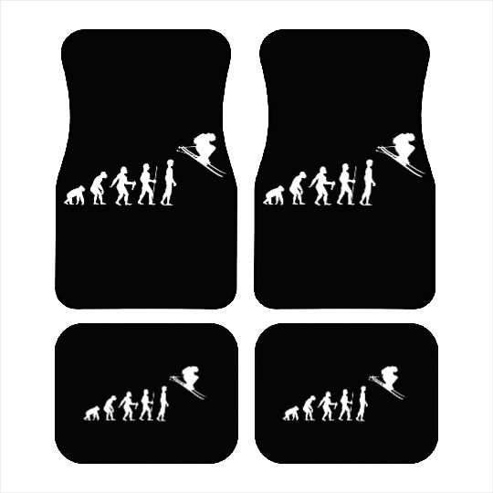 FUNNY HUMAN EVOLUTION TO SKIER Car Mats