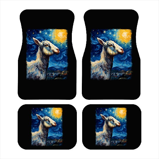 Goat Farm Animal Farmer Starry Night Painting Car Mats