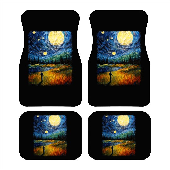 Golf Player Golfer Golfing Starry Night Painting Car Mats