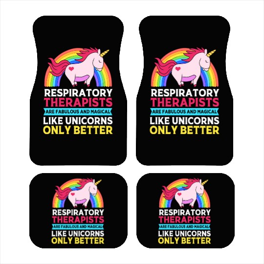 Cute Respiratory Therapist Rainbow Unicorn Car Mats