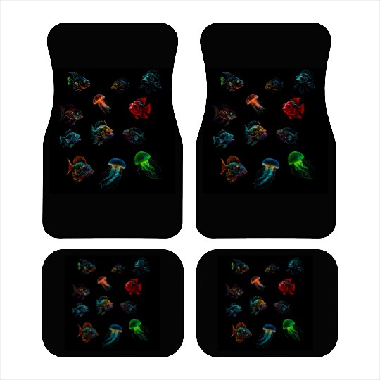Deep Sea Fishes Bass And Jellyfish Car Mats