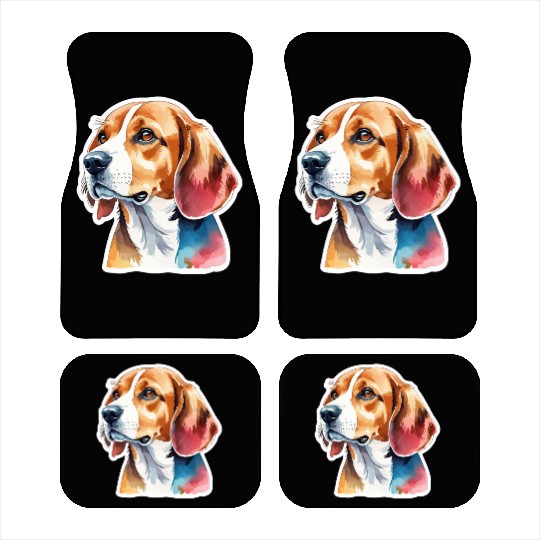 Beagle Watercolor Car Mats
