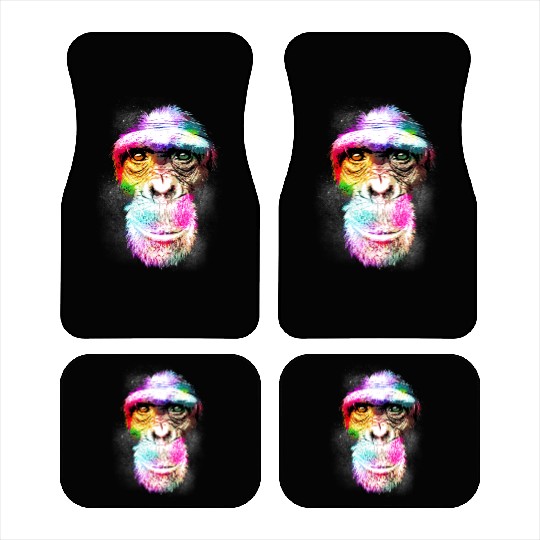 Colorful Retro Realistic Monkey Face Funny Graphic Car Mats