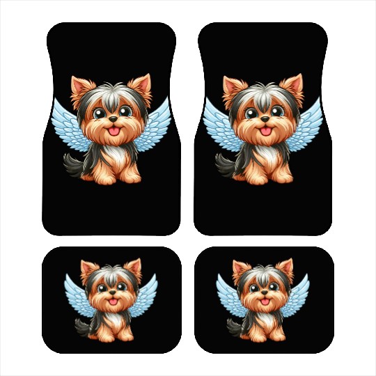 Cute Yorkshire Terrier with angel wings Car Mats