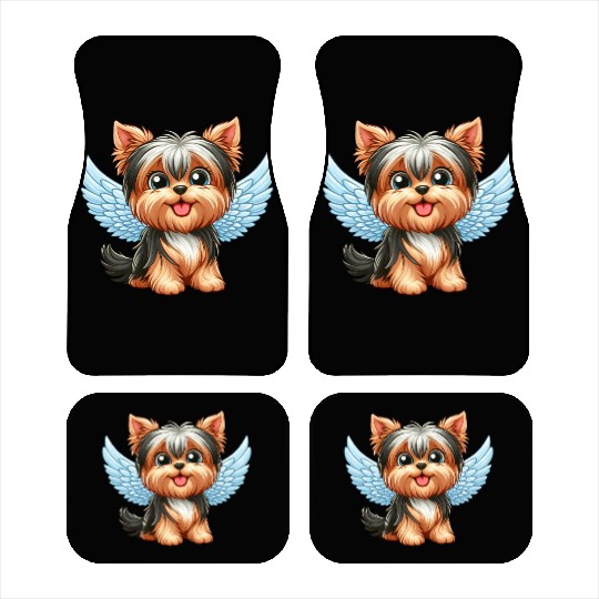 Cute Yorkshire Terrier with angel wings Car Mats