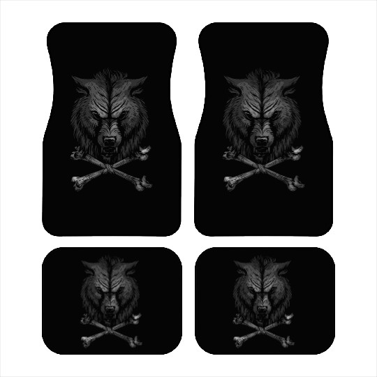 Wolf Skull and Crossbones Car Mats
