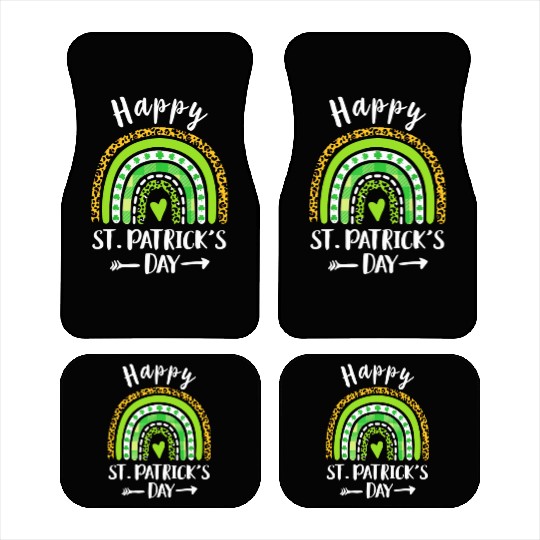 Happy St Patricks Day Rainbow Leopard Print Car Mats