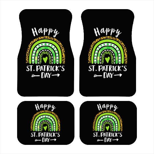 Happy St Patricks Day Rainbow Leopard Print Car Mats