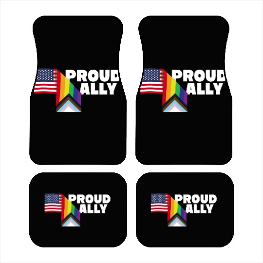 Proud Ally and Proud Patriot USA Flag LGBT Gay Car Mats