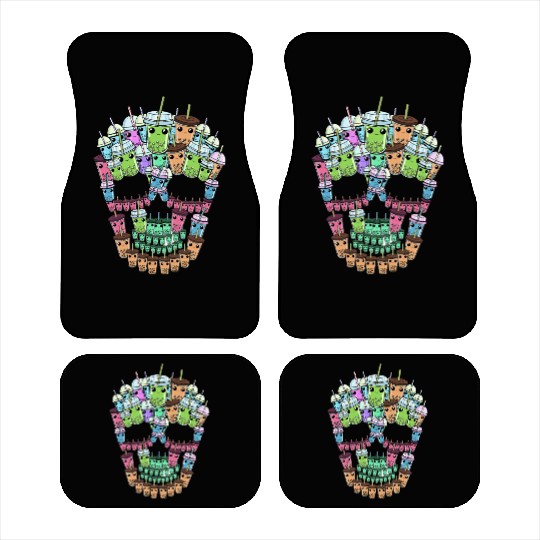 Bubble Tea Skull Car Mats Men Boba Tea